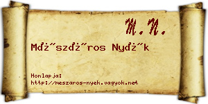 Mészáros Nyék névjegykártya